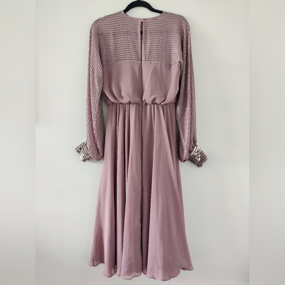 ASOS midi dress with bead embellishments in mauve - Picture 6 of 7